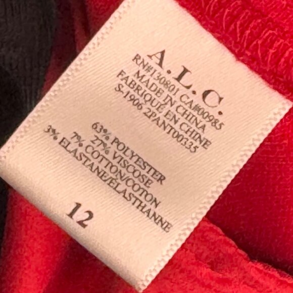 A.L.C. Womens Red Suit crest buttons Blazer jacket slit Pants Size 12 - Picture 14 of 15